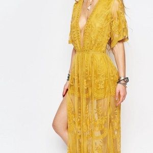 Honey Punch Lace Maxi Dress - Chloe Yellow